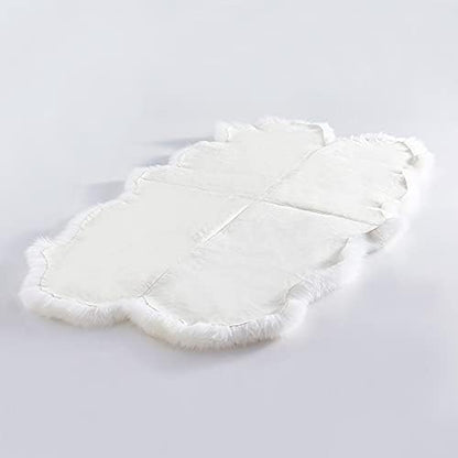 HUAHOO Premium Genuine Sheepskin Rug Real Australia Sheepskin Natural Luxury Fluffy Lambskin Fur Area Rug Seat Covers for Kids Bedroom Sofa Chair Cover Pets Dogs Mat Quarto Pelt/4' x 6' White/Ivory