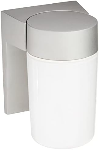 Nuvo Lighting SF77/136 Utility Fixture Die Cast Aluminum Durable Outdoor Wall Mount Porch and Patio Light with White Glass Cylinder, Satin Aluminum