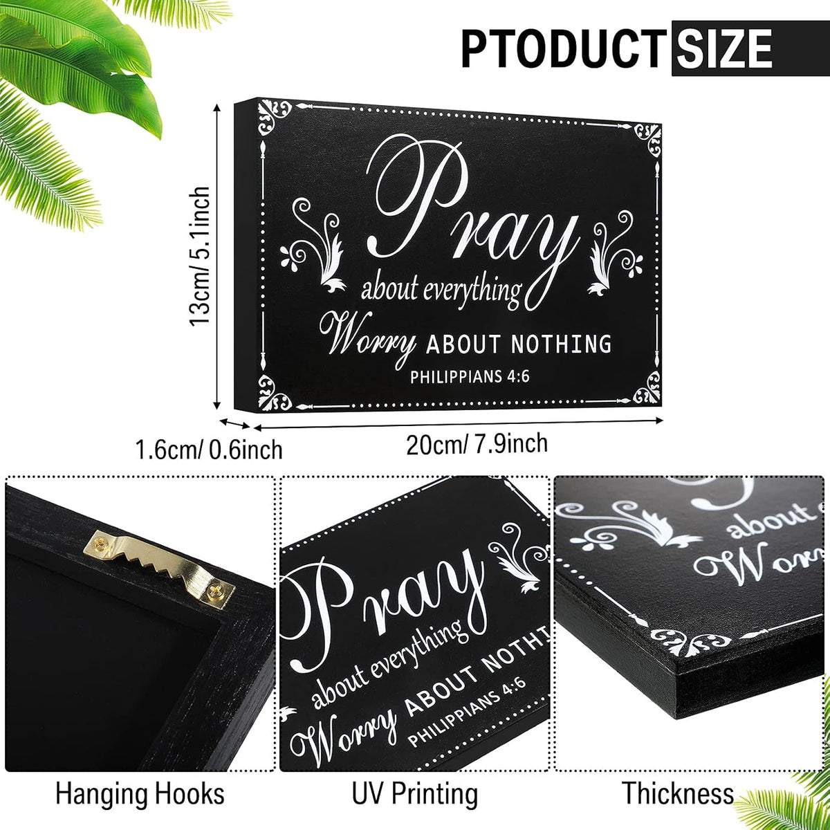 Pray About Everything Worry About Nothing Wooden Wall Plaque