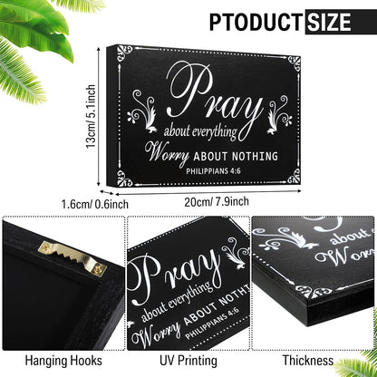 Pray About Everything Worry About Nothing Wooden Wall Plaque