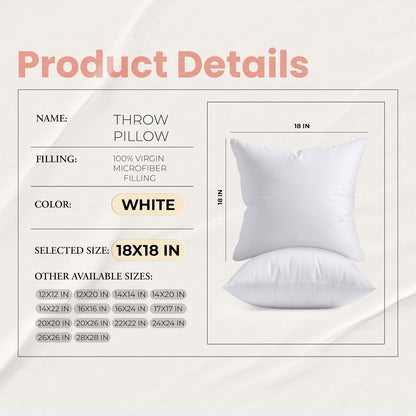 Utopia Bedding Throw Pillow Inserts 18x18 – Set of 2 | White