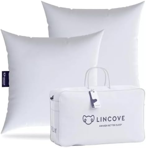 Lincove Euro Throw Pillow Insert Square 14"x14" Pillow – Made in Canada, 100% Cotton Shell, Down Alternative Filling, Vegan-Friendly, Hypoallergenic - Decorative Couch Pillows, 2 Pack