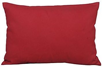 TangDepot Handmade Decorative Solid 100% Cotton Canvas Throw Pillow Covers/Pillow Shams, (12"x18", Deep Red)