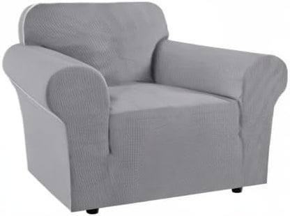 H.VERSAILTEX High Stretch Armchair Cover 1-Piece Rich Jacquard Chair Covers for for Kids Living Room Spandex Fabric Sofa Couch Cover for Dogs Machine Washable (Armchair 31"-40" Dove)