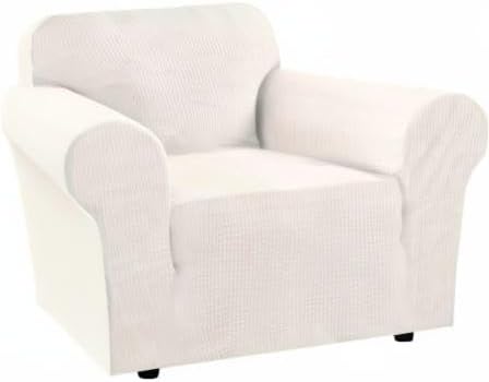 H.VERSAILTEX Armchair Cover Stretching Skid Resistance Couch Cover for Dogs Washable, Thick and Durable Soft High Spandex Jacquard Sofa Covers, Form Fitted Chair Slipcover(Armchair 31"-40", Ivory)
