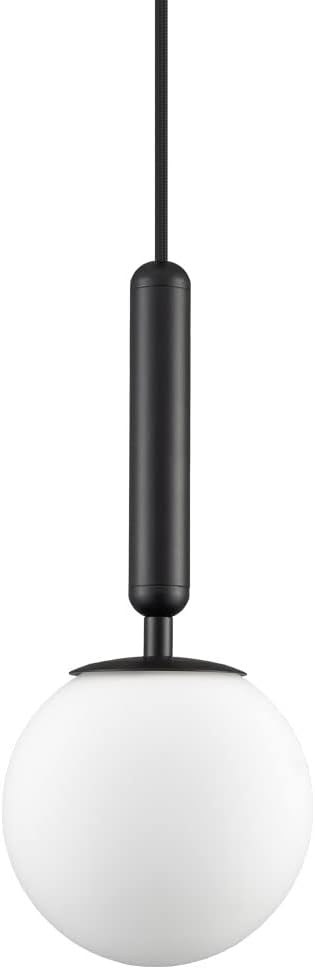 DIRYZON Mid Century Glass Globe Pendant Light Black Pendant Lighting for Kitchen Island Adjustable Hanging Ceiling Lihgt for Bedroom Bathroom Living Room