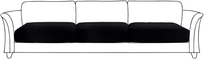 HOOBUY Waterproof Couch Cushion Cover 3Pieces Stretch Sofa Slipcovers Furniture Protector with Elastic Suitable for 3 Seater Sofa (3, Black)