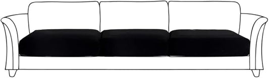 HOOBUY Waterproof Couch Cushion Cover 3Pieces Stretch Sofa Slipcovers Furniture Protector with Elastic Suitable for 3 Seater Sofa (3, Black)