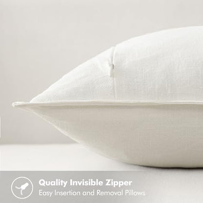 MIULEE Cream Linen Pillow Covers Pack of 4 Decorative Natural Solid Throw Pillow Covers Soft Accent Boho Farmhouse Couch Pillowcases Modern Spring Home Decors for Living Room Bed Sofa 24x24 Inch