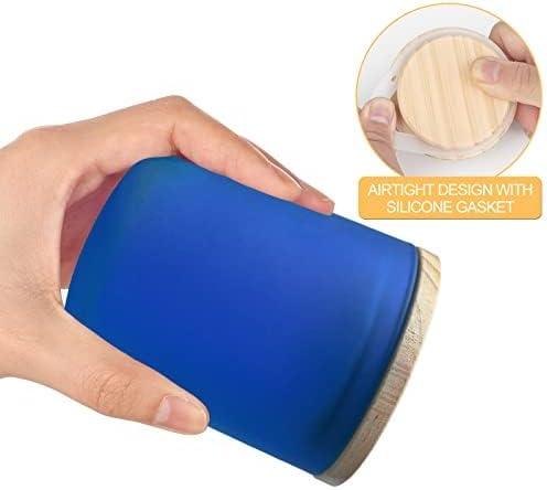 8 OZ Thick Candle Jars for Making Candles 15 Pcs, Empty Jars with Wood Lids for Candle Making, Sample Container, Frosted Blue