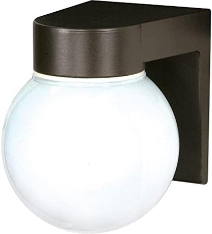 Nuvo Lighting SF77/141 Utility Fixture Die Cast Aluminum Durable Outdoor Wall Mount Porch and Patio Light with White Glass Globe, Bronzotic