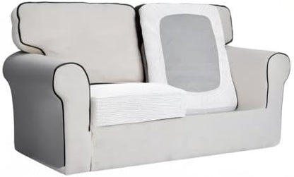 Easy-Going Stretch Individual Loveseat Couch Cushion Cover Sofa Cushion Furniture Protector Sofa slipcover Soft Flexibility with Elastic Bottom (2-Piece Loveseat Cushion Cover, Snow White)