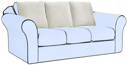 Large Backrest Cushion Cover, Non-Fuzzy Chenille Sofa Covers with Clean Look, Stretch Couch Slipcover for Sectional and L Shaped Sofa Back or Backrest Support (3 Piece, Light Grey)
