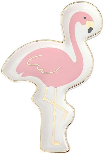 Stephanie Imports Flamingo Ceramic Trinket Plate and Decorative Jewelry Dish
