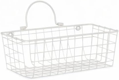 DII Farmhouse Vintage Decor, Wire Wall Basket, Small, Antique White, 2 Piece