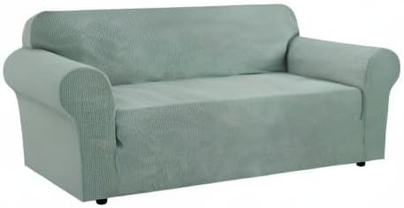 H.VERSAILTEX Stretch Sofa Covers for 3 Cushion Couch Covers Sofa Slipcovers for Living Room Feature Thick Checked Fabric with Elastic Bottom, Sofa Large - Sage