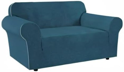 H.VERSAILTEX Stretch Sofa Cover Loveseat Slipcover|Sofa Cover for Dogs 1 Piece with Elastic Bottom, Textured Checked Jacquard Fabric(Loveseat 58"-70" Wide, Deep Teal)