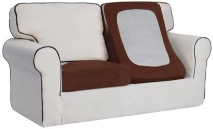 Easy-Going Stretch Individual Loveseat Couch Cushion Cover Sofa Cushion Furniture Protector Sofa slipcover Soft Flexibility with Elastic Bottom (2-Piece Loveseat Cushion Cover, Coffee)