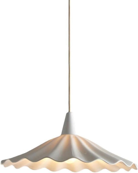 11.8" White Wavy Ceramic Pendant Light Shade,Vintage E26 Metal Loft Bar Ceiling Hanging Lamp Dining Room Bedroom Chandelier for Dining Room Kitchen Island Hallway Entryway
