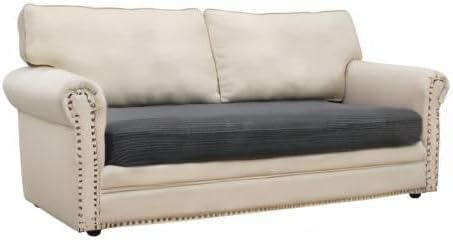 Eismodra Couch Cushion Covers Magic Stretch Sofa Slipcover for 3 Cushion Couch Dogs Pet L Shape 2 Seat Replacement Furniture Protector,Dark Gray Length 37-53 inches(Only 1 Piece)