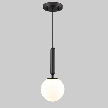 DIRYZON Mid Century Glass Globe Pendant Light Black Pendant Lighting for Kitchen Island Adjustable Hanging Ceiling Lihgt for Bedroom Bathroom Living Room