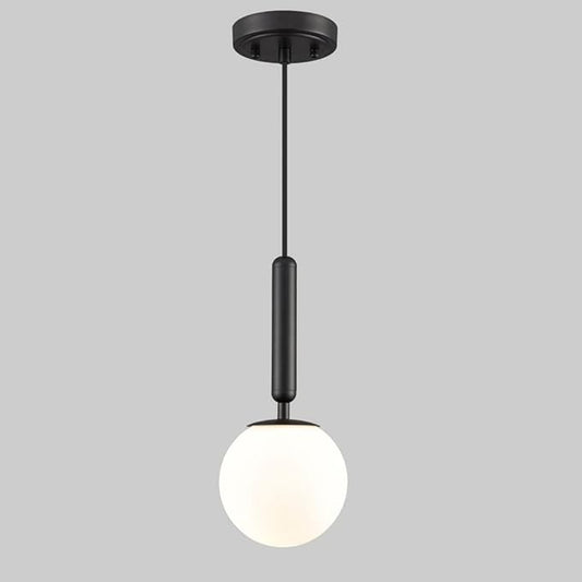 DIRYZON Mid Century Glass Globe Pendant Light Black Pendant Lighting for Kitchen Island Adjustable Hanging Ceiling Lihgt for Bedroom Bathroom Living Room