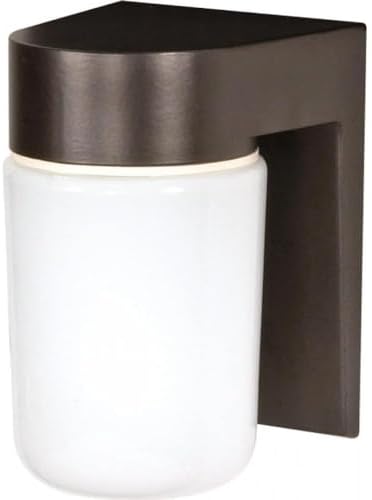 Nuvo Lighting SF77/138 Utility Fixture Die Cast Aluminum Durable Outdoor Wall Mount Porch and Patio Light with White Glass Cylinder, Bronzotic