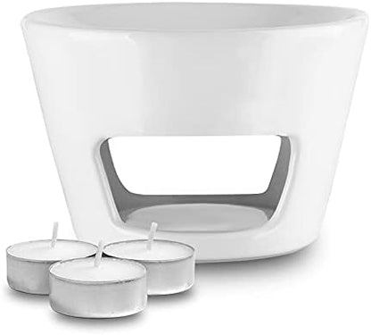 AROMATIKA - Oil Burner White - Large Ceramic Oil Burner - Best for Aromatherapy - Relaxation - Spa - Aroma Lamp - Aroma Burner (5.9 x 3.9 in) - 3 Candles Free