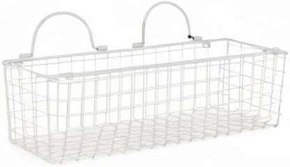 DII Farmhouse Vintage Decor, Wire Wall Basket, Assorted, Antique White, 2 Piece