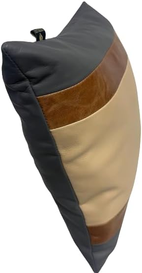 LL LEATHER LOVERS Lambskin Leather Pillow Cover - Sofa Cushion Case - Decorative Throw Covers for Living Room & Bedroom, 20x20 Inches - Multi Color 02 Pack of 2