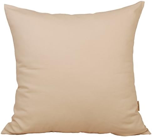TangDepot Handmade Decorative Solid 100% Cotton Canvas Throw Pillow Covers/Pillow Shams, (20"x20", Cream)