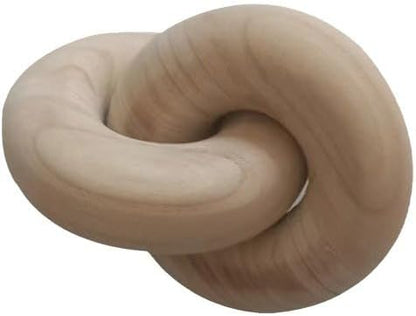 Decorative Wooden Chain Link, 2-Loop Design, Natural Paulownia Wood, Tabletop Ornament (Burlywood)