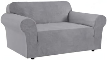 H.VERSAILTEX Stretch Sofa Slipcovers Loveseat Slipcover|Cover for Love seat 1 Piece with Elastic Bottom, Textured Checked Jacquard Fabric(Loveseat 58"-70" Wide, Dove)