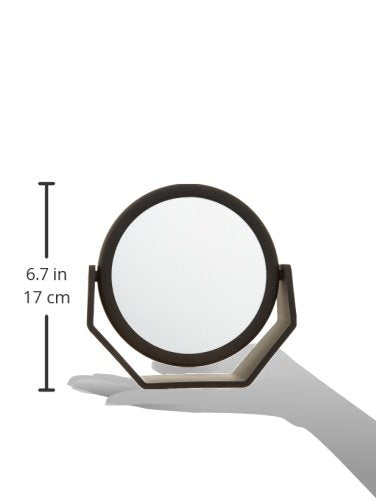 Danielle Creations Round Soft Touch Vanity Mirror, Black Matte, 1X/10X Magnifying Makeup Mirror, Tabletop & Desk Mirror for Bathroom, Bedroom, Portable Beauty Use