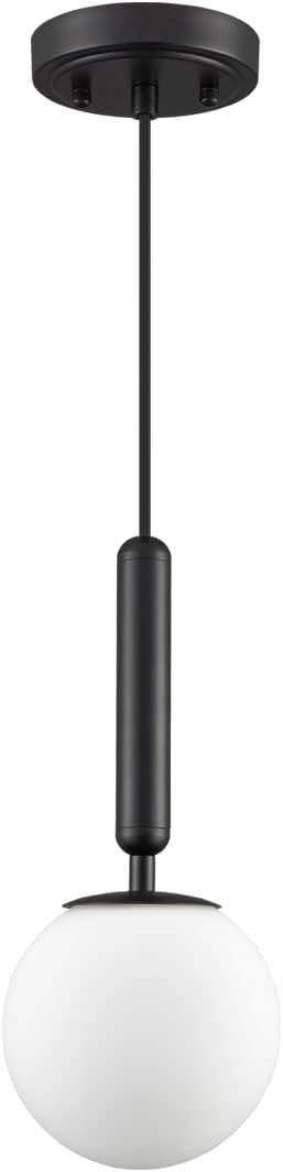 DIRYZON Mid Century Glass Globe Pendant Light Black Pendant Lighting for Kitchen Island Adjustable Hanging Ceiling Lihgt for Bedroom Bathroom Living Room