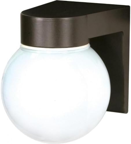 Nuvo Lighting SF77/141 Utility Fixture Die Cast Aluminum Durable Outdoor Wall Mount Porch and Patio Light with White Glass Globe, Bronzotic