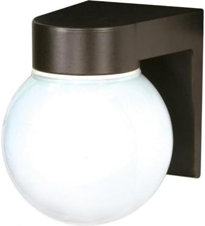 Nuvo Lighting SF77/141 Utility Fixture Die Cast Aluminum Durable Outdoor Wall Mount Porch and Patio Light with White Glass Globe, Bronzotic
