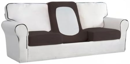 Easy-Going Stretch Individual Chair Couch Cushion Cover Sofa Cushion Furniture Protector Sofa slipcover Soft Flexibility with Elastic Bottom (3-Piece Sofa Cushion Cover, Chocolate)