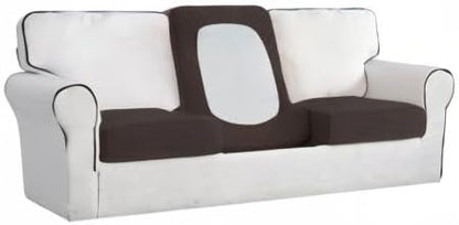 Easy-Going Stretch Individual Chair Couch Cushion Cover Sofa Cushion Furniture Protector Sofa slipcover Soft Flexibility with Elastic Bottom (3-Piece Sofa Cushion Cover, Chocolate)