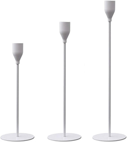 Candlestick Holders Set of 3 Taper Candle Stick Holders, Mantel White Candlestick Holders for 3/4" Taper&Led Candle, Elegant Candle Holder Centerpiece for Wedding/Party/Dinning/Anniversary