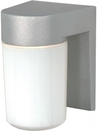 Nuvo Lighting SF77/136 Utility Fixture Die Cast Aluminum Durable Outdoor Wall Mount Porch and Patio Light with White Glass Cylinder, Satin Aluminum