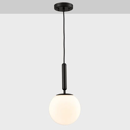 DIRYZON Modern Globe Pendant Lighting for Kitchen Island Black Hanging Ceiling Light Dining Pendant Chandelier Fixture with 7.9 Inches Milky White Frosted Lampshade