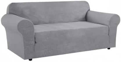 H.VERSAILTEX Stretch Oversized Couch Cover 1 Piece Sofa Slipcovers for Living Room Soft Cover for Sofa Feature Thick Checked Jacquard Fabric with Elastic Bottom, Sofa X-Large - Dove