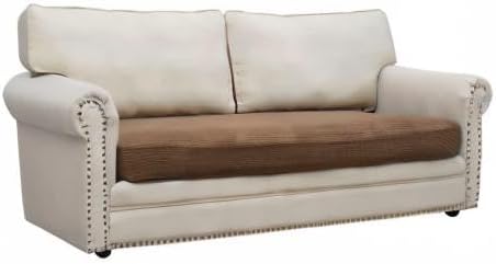 Eismodra Couch Cushion Covers Magic Stretch Sofa Slipcover for 3 Cushion Couch Dogs Pet L Shape 2 Seat Replacement Furniture Protector,Light Brown Length 37-53 inches(Only 1 Piece)