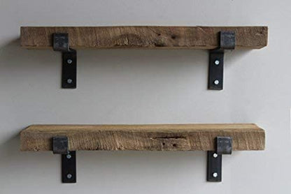 Urban Legacy Accent Shelves | Reclaimed Barn Plank | Set of 2 with Full Brackets (Natural 24" x 7" x 2")