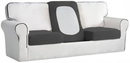 Easy-Going Stretch Individual Chair Couch Cushion Cover Sofa Cushion Furniture Protector Sofa slipcover Soft Flexibility with Elastic Bottom (3-Piece Sofa Cushion Cover, Dark Gray)