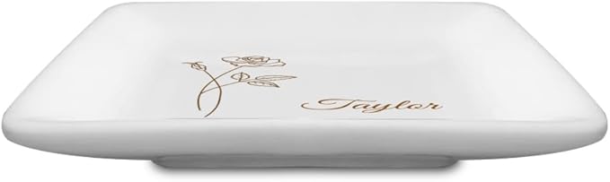 Personalized Jewelry Dish Tray - Bridesmaid Gifts, Proposal Ring Dish, Trinket Holder for Women (Custom Text, Catchall Tray)