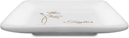 Personalized Jewelry Dish Tray - Bridesmaid Gifts, Proposal Ring Dish, Trinket Holder for Women (Custom Text, Catchall Tray)