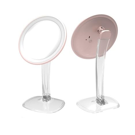 JERDON Lighted Tabletop Makeup Mirror - Makeup Mirror with 5X Magnification in Rose Gold Finish - 7.25-inch Round Vanity Mirror - Model JS725RL