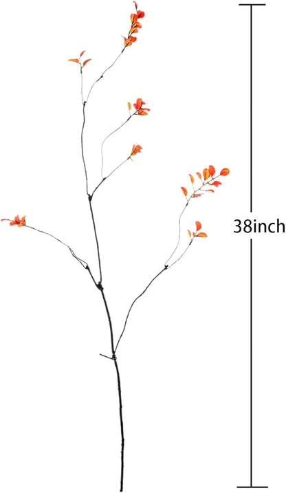 3pcs Artificial Ficus Branches Greenery for Vase, Faux Silky Eucalyptus Ficus Tree Twig Stems for Home, Office, Banquet Decor (Orange)